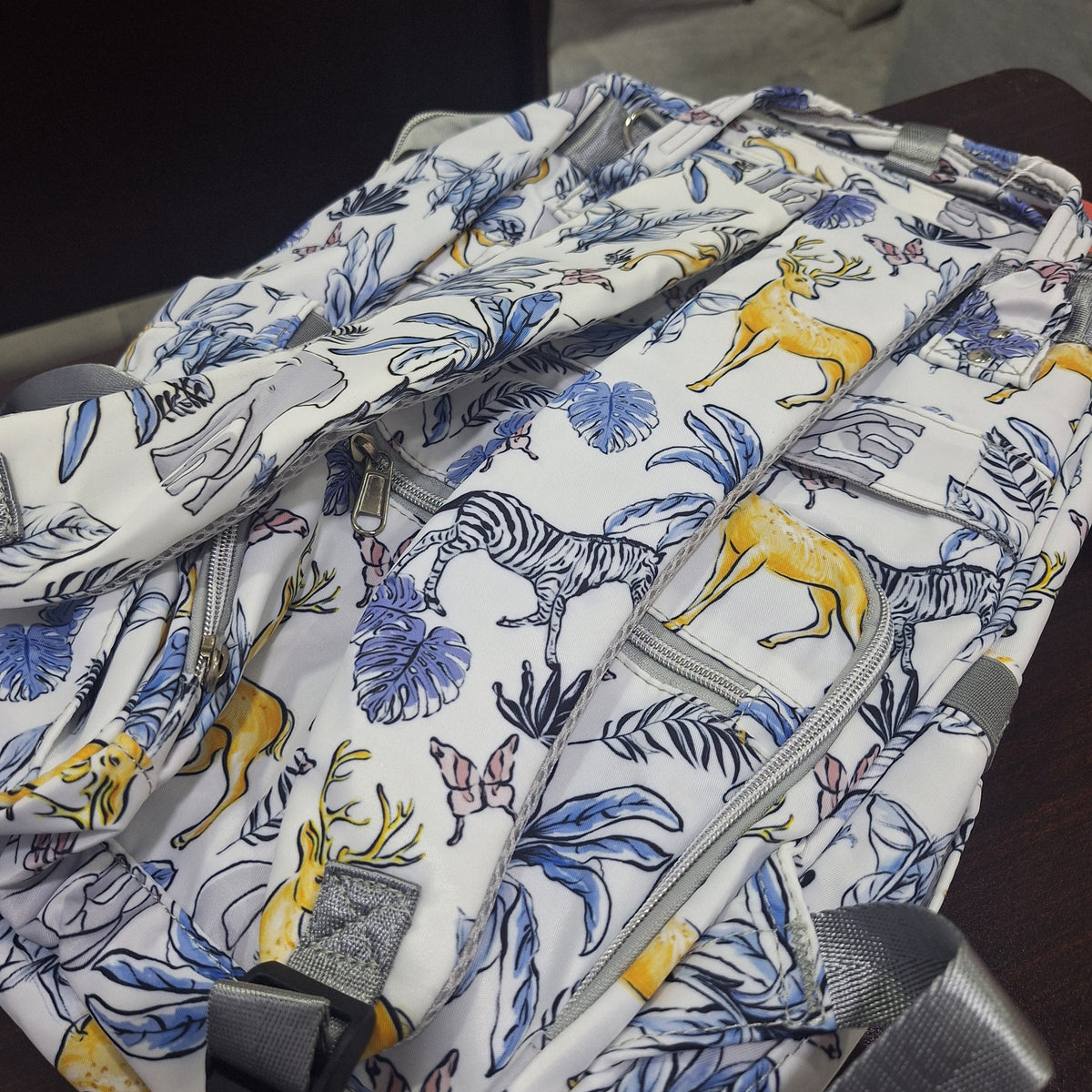 Waterproof Diaper Backpack - Blue - Trees & Deer