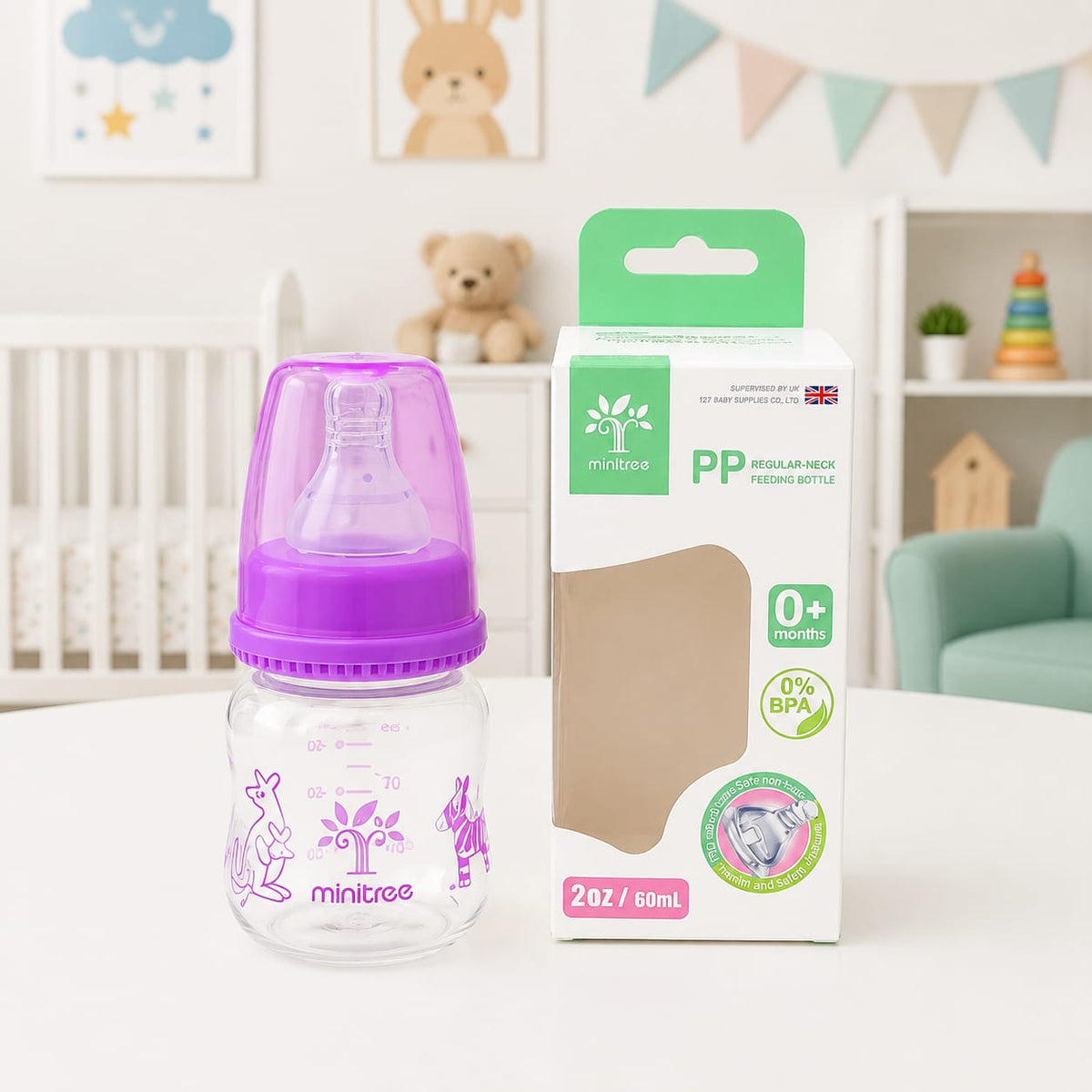 Regular Neck Plastic Feeding Bottle - Purple - ZR-018
