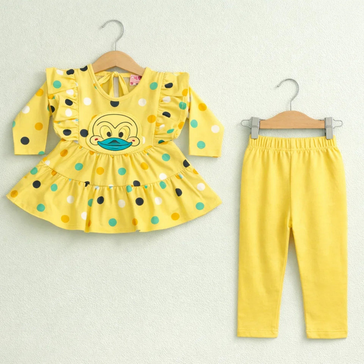 PD - 2 Pieces - Frock Set - Yellow - Polka Duck