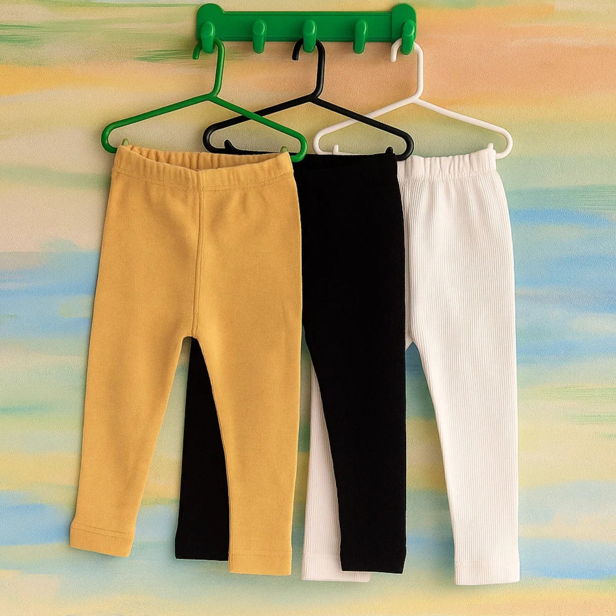 Pack of 3 Thermal Trousers for Kids – Skin, Black & White | Warm Winter Thermal Pants