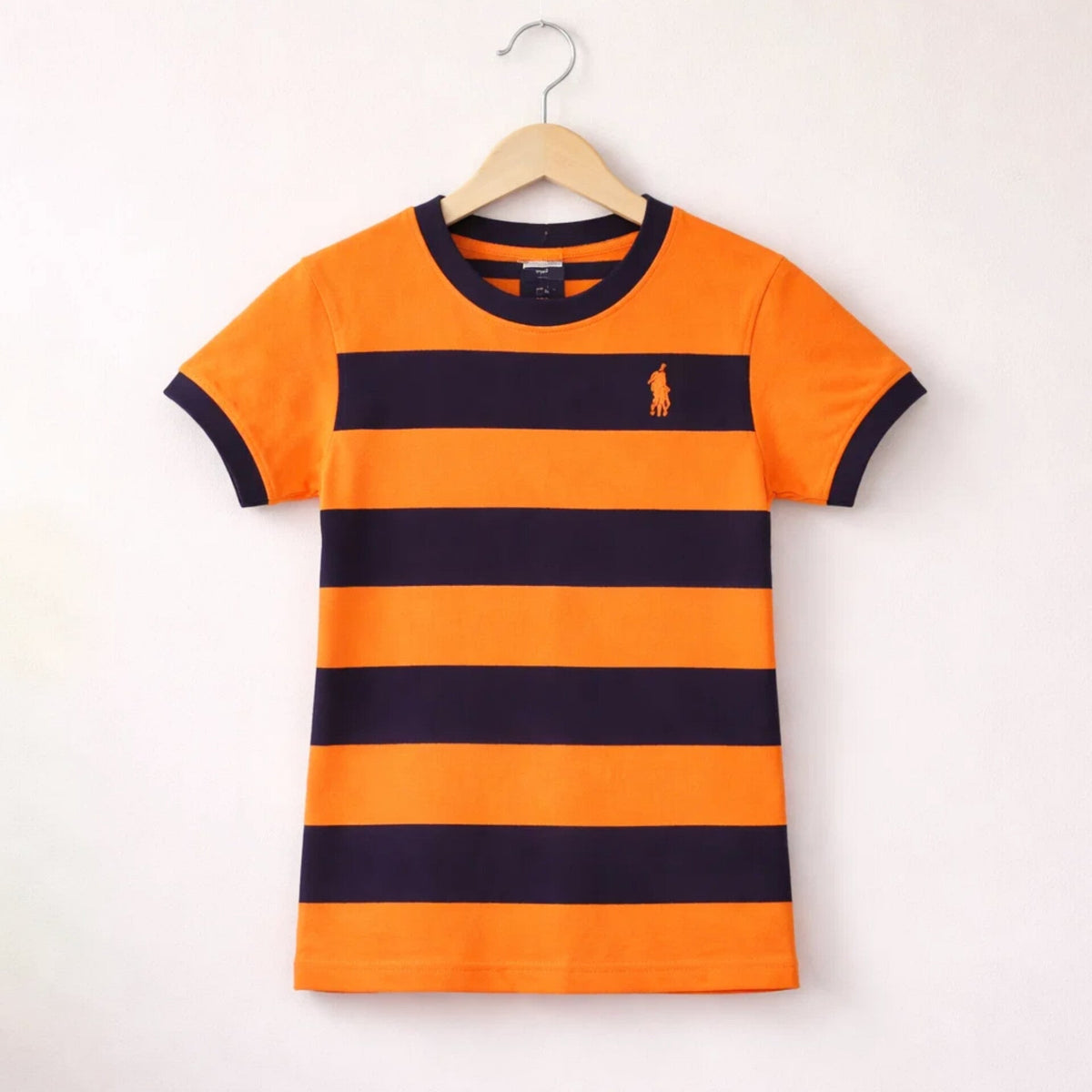 RL - Short Sleeve - Round Neck - T-Shirt - Orange & Navy
