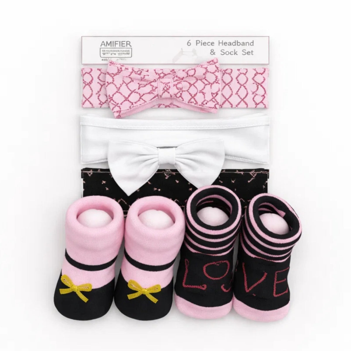 Aifeier - 5 Pieces - Headband & Socks Gift Set - (0-9 Months)