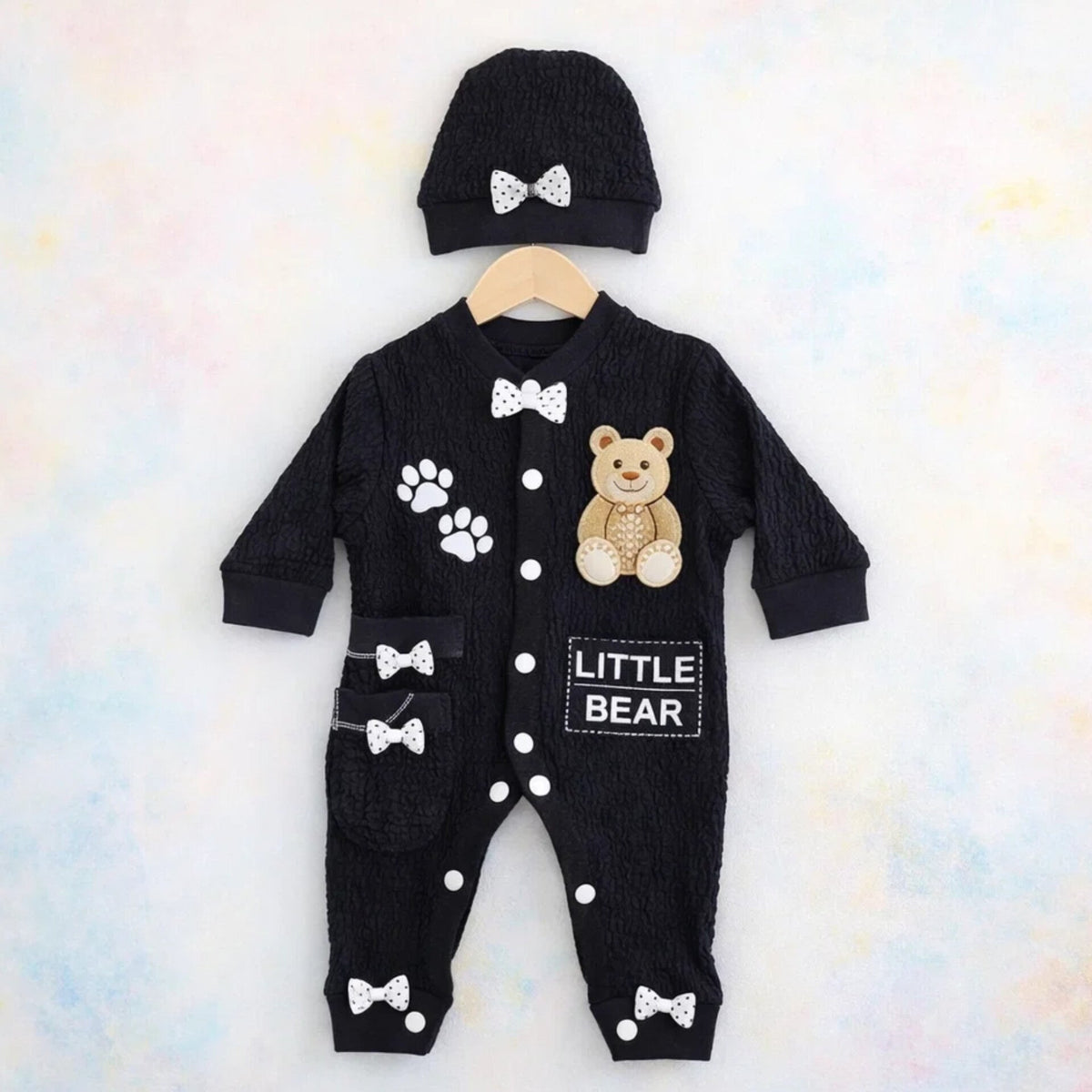 GM - 3 Pieces - Romper Set - Black - Little Bear