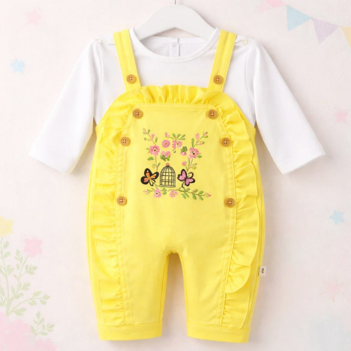 GM - 2 Pieces - Dungaree Set - Yellow - Cage