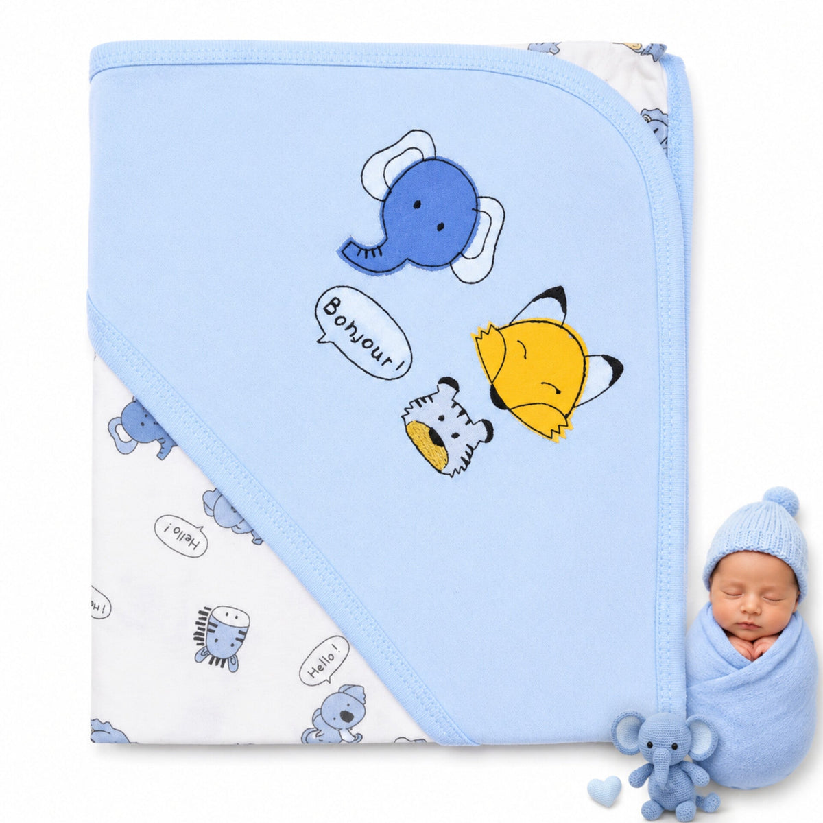 BRL - Cotton Interlock - Wrapping Sheet - Blue - Bonjour