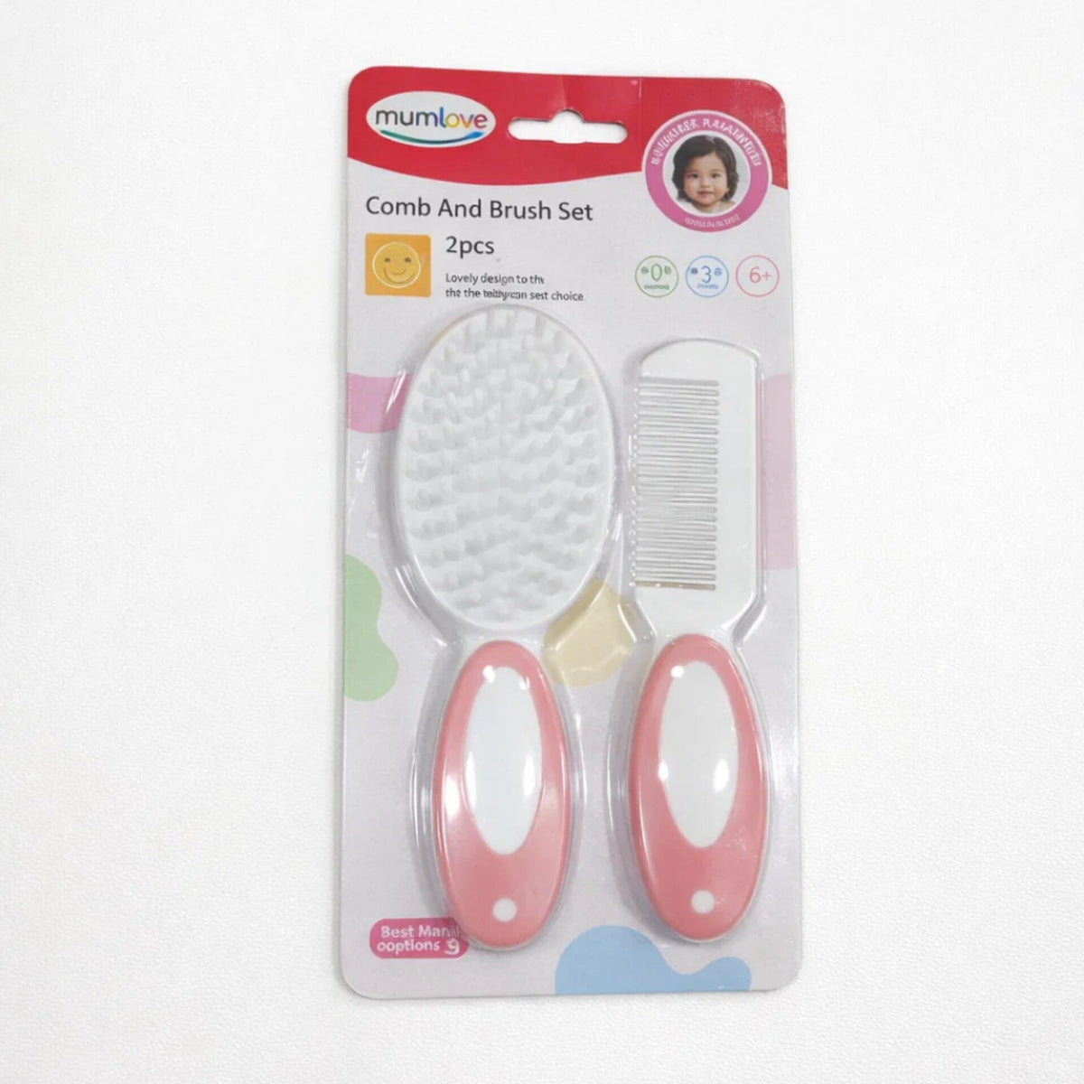 2 Pieces - Mumlove - Comb & Brush Set - Pink