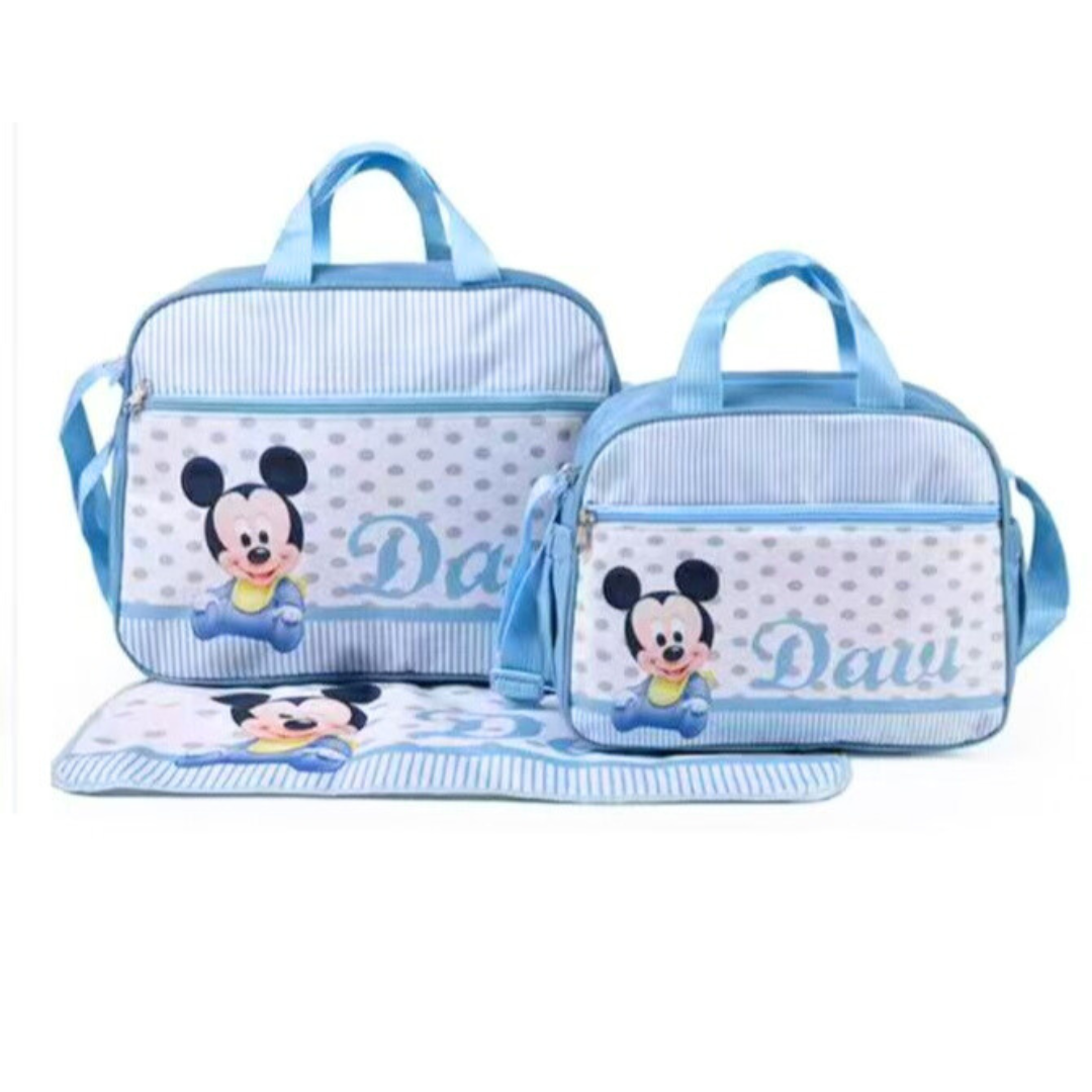 3 Pieces - Daui Mickey - Bag Set - Light Blue