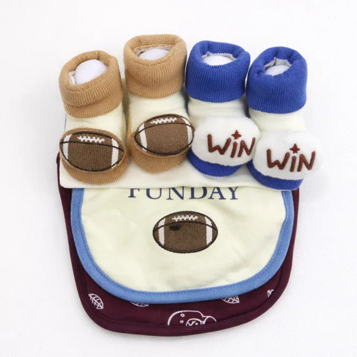 Aifeier - 4 Pieces - Bibs & Rattle Socks Gift Set - (0-9 Months)
