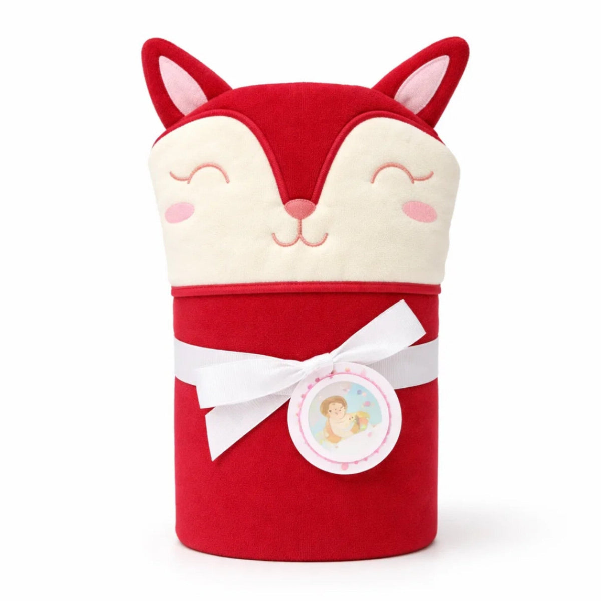 Little Alpaca - Hooded Bath Towel - Red - Fox