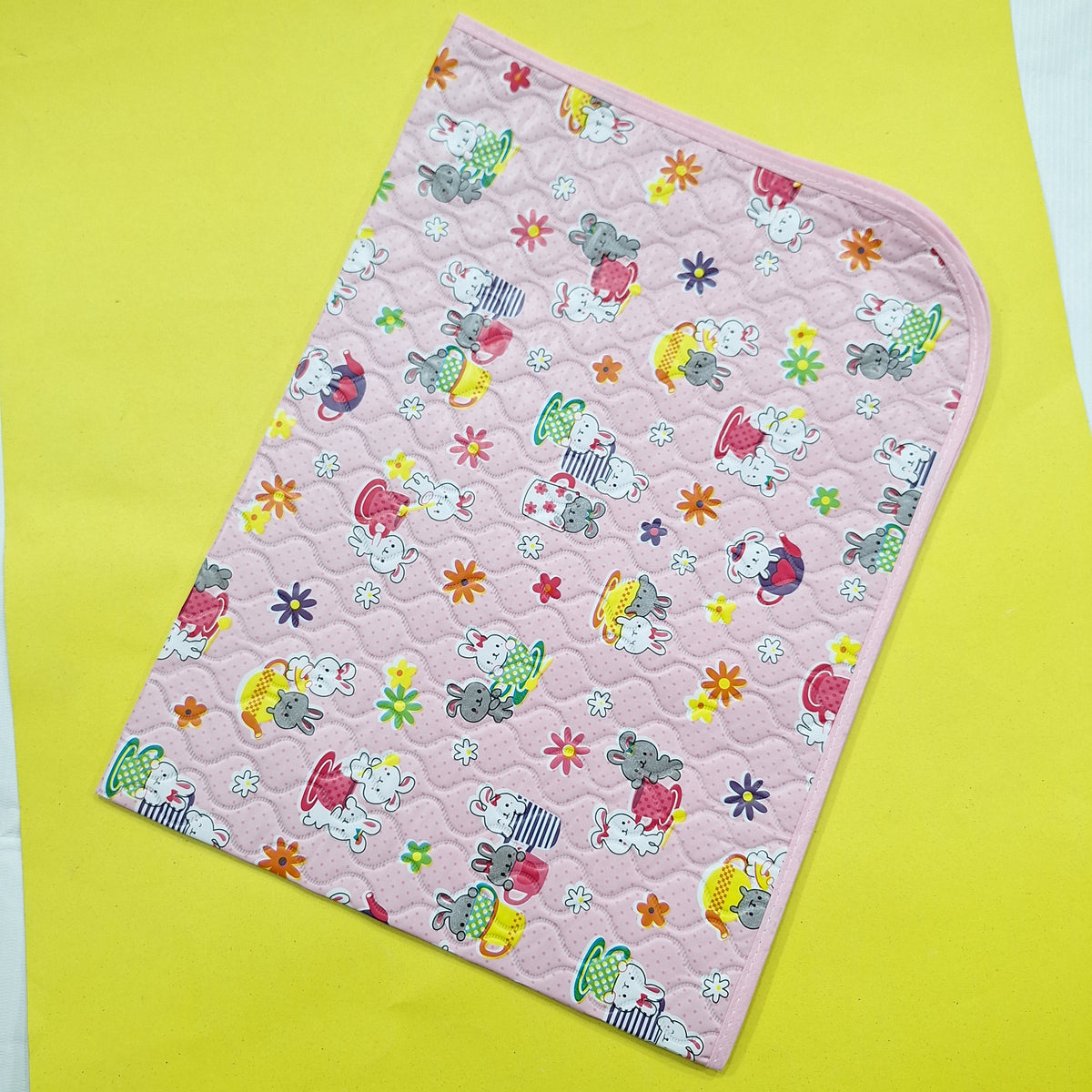 Diaper Changing Sheet - Large - Pink - Cat & Flowers