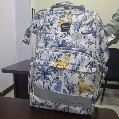 Waterproof Diaper Backpack - Blue - Trees & Deer