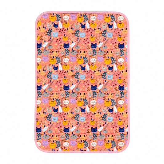 Waterproof Baby Diaper Changing Sheet  - Orange - Cat