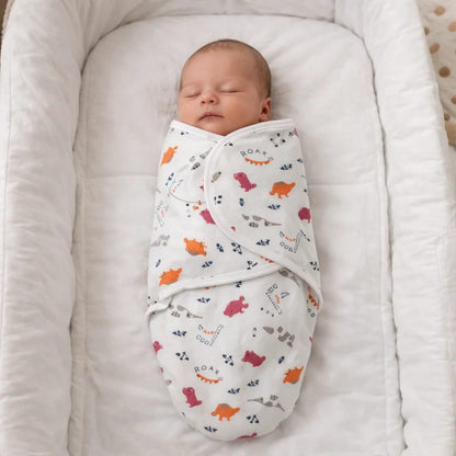 BRL - Swaddle Wrap - White - Dino in Jungle