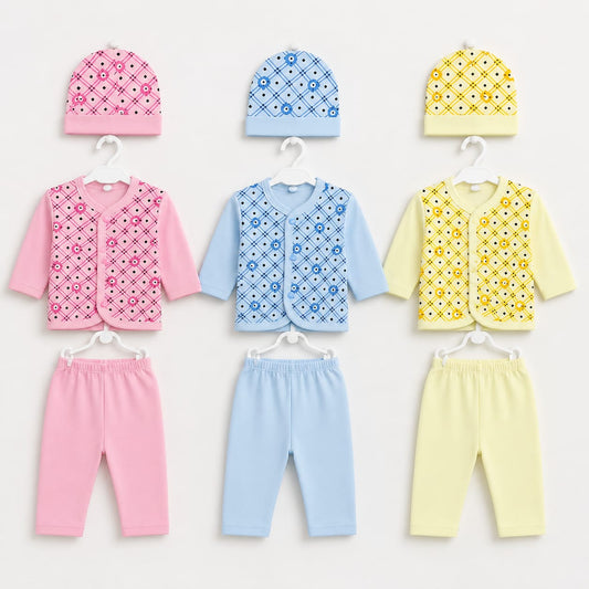 Newborn Cotton Jhabla Set - Pack of 3 - BPY - Bear & Hearts