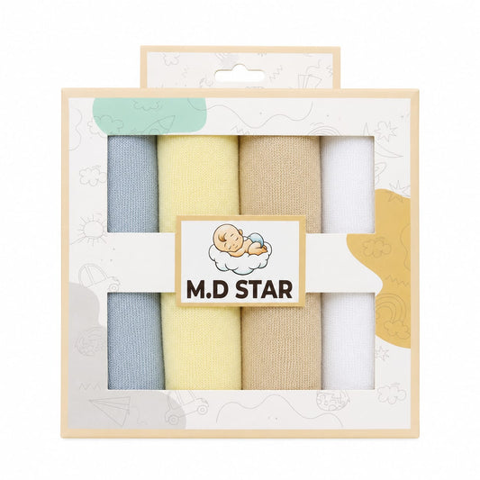 Pack of 4 Face Towels – Soft Cotton Baby & Kids Hand Towels in Multi Colors