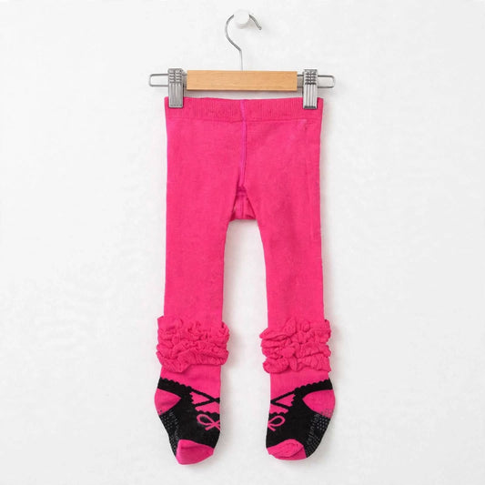 Kids Winter Leggings Dark Pink Frill Print | Warm Leggings for Girls | 0-6 Months