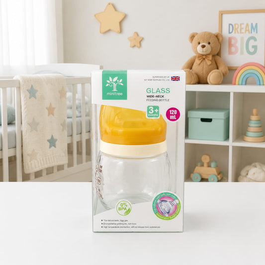 Wide Neck Glass Feeding Bottle - Mustard - ZR-231