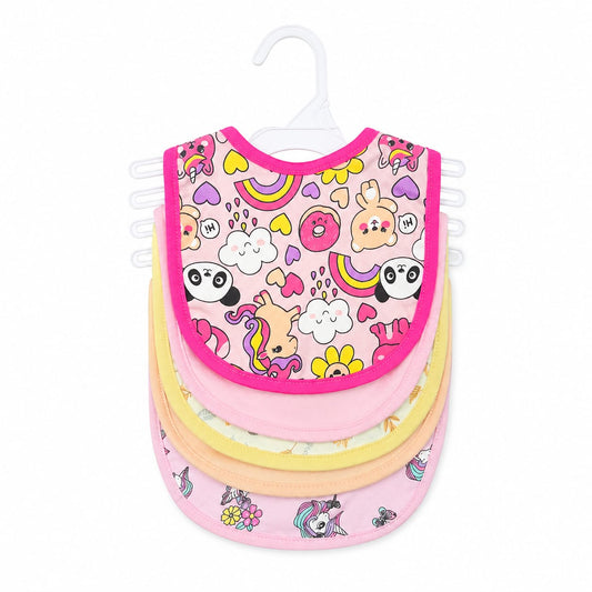 Pack of 5 Infant Bibs - Pink - Rainbow