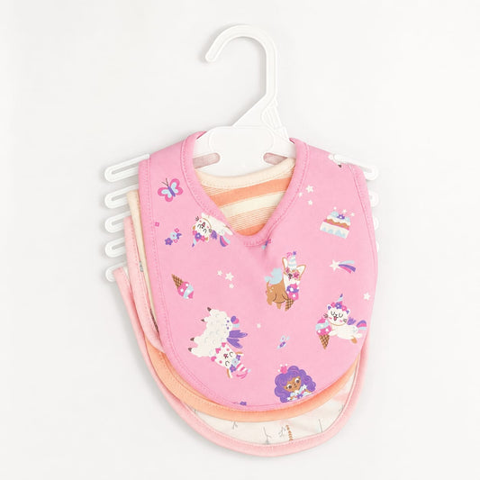 Pack of 5 Infant Bibs - Pink - Cat