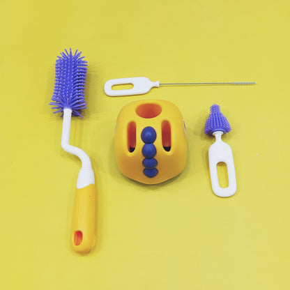 3-Piece Rotating Baby Bottle Cleaning Brush Set – Feeder, Nipple & Bottle Brushes