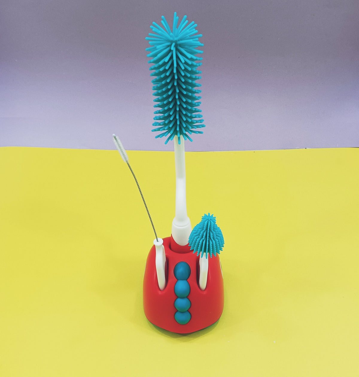 3-Piece Rotating Baby Bottle Cleaning Brush Set – Feeder, Nipple & Bottle Brushes