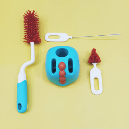 3-Piece Rotating Baby Bottle Cleaning Brush Set – Feeder, Nipple & Bottle Brushes