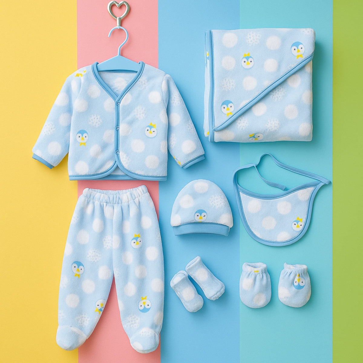 Fleece - 8 Pieces - Starter Set - Blue - Penguin