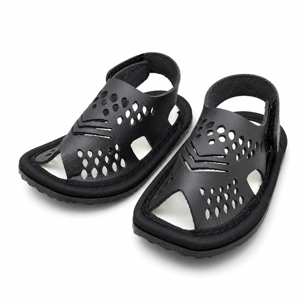Peshawari Chappal 12CM - (0-3 Months) - Black
