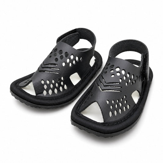 Peshawari Chappal 12CM - (0-3 Months) - Black