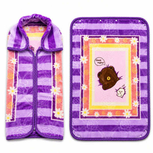 Double Ply Baby Zip Blanket - Purple - Bear (44*32 Inches)