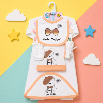Newborn Starter Set - Cotton Interlock - 11 Pieces - Teddy - Peach