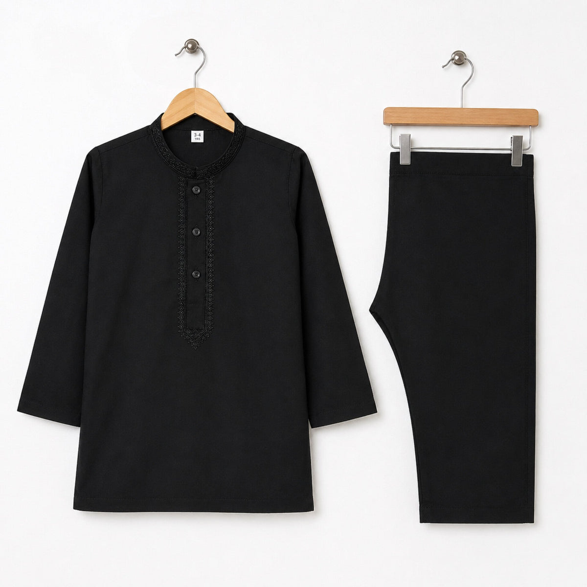 Soft Cotton Embroidered Kurta Shalwar - Black - TBS