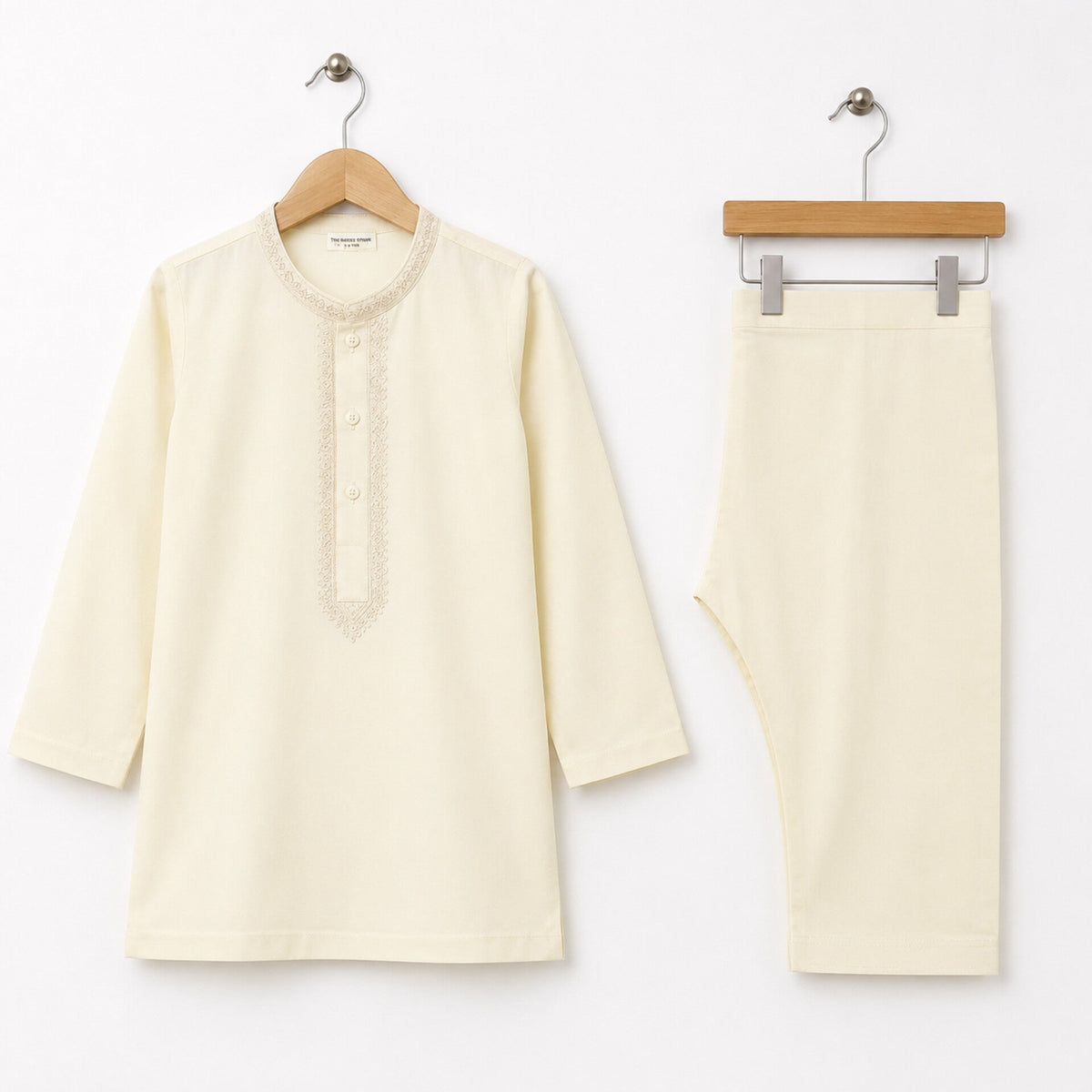Soft Cotton Embroidered Kurta Shalwar - Cream - TBS