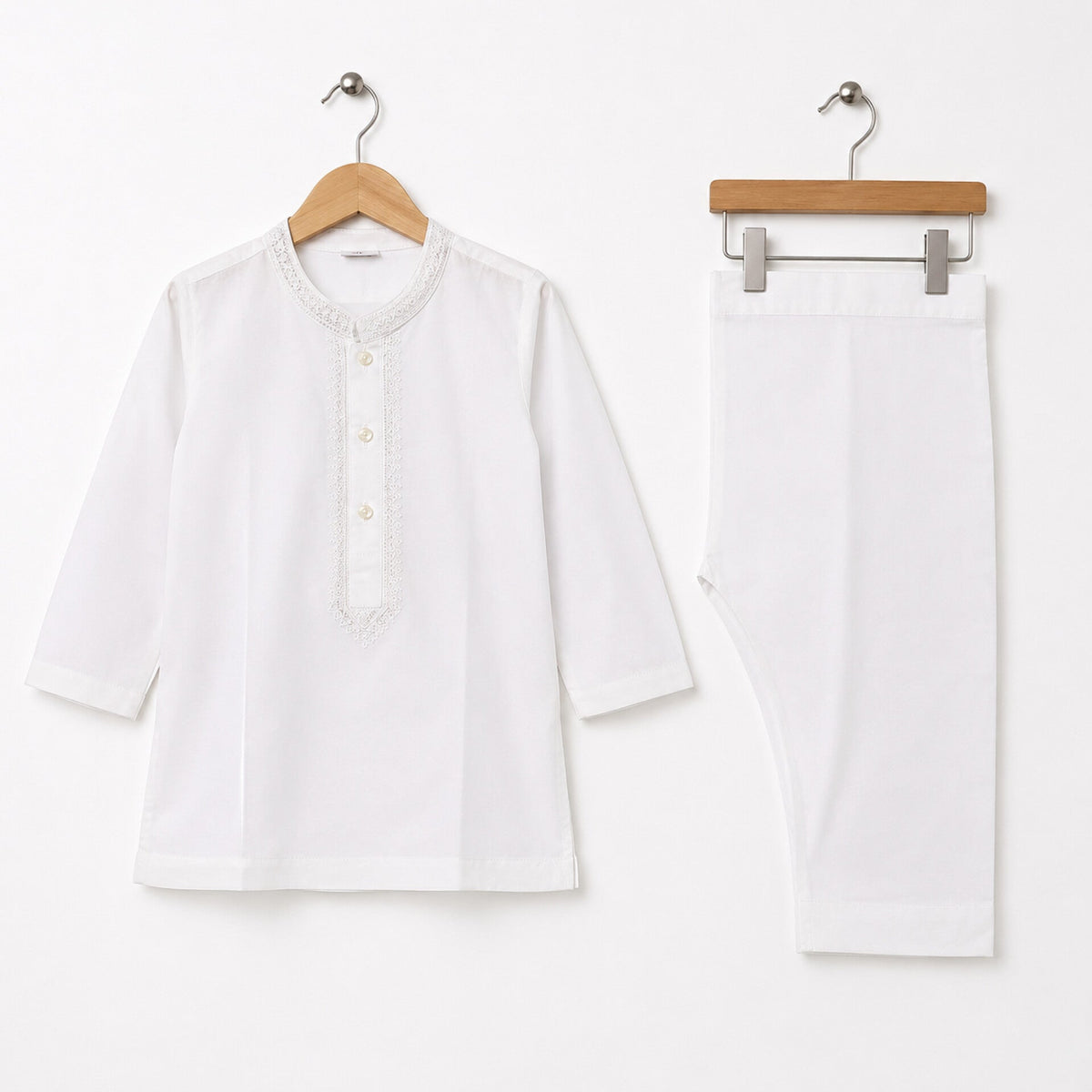 Soft Cotton Embroidered Kurta Shalwar - Off White - TBS