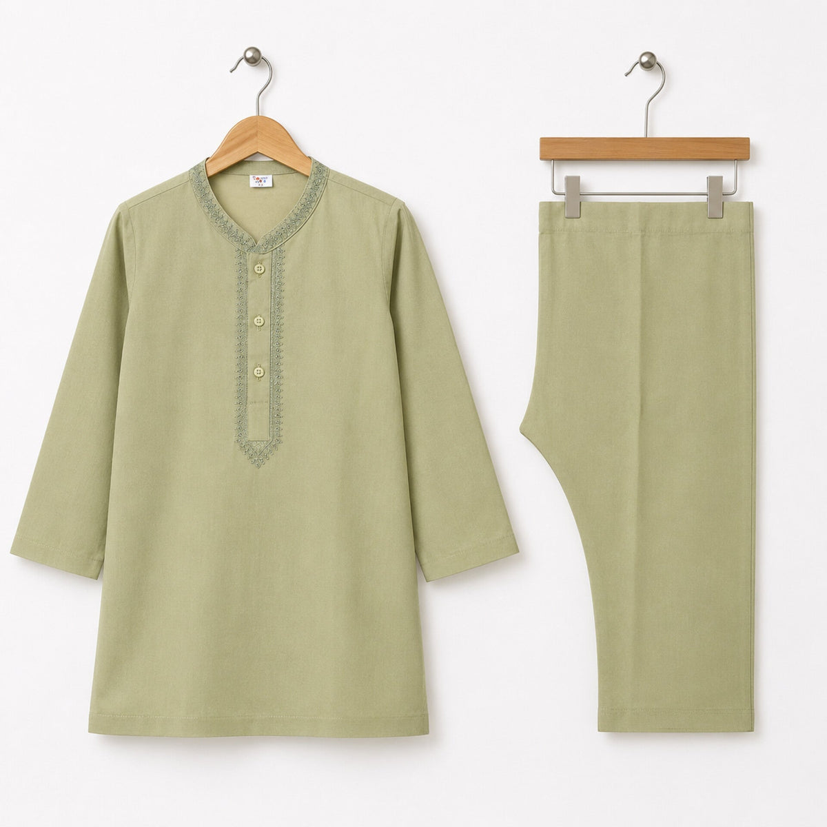 Soft Cotton Embroidered Kurta Shalwar - Pistachio - TBS