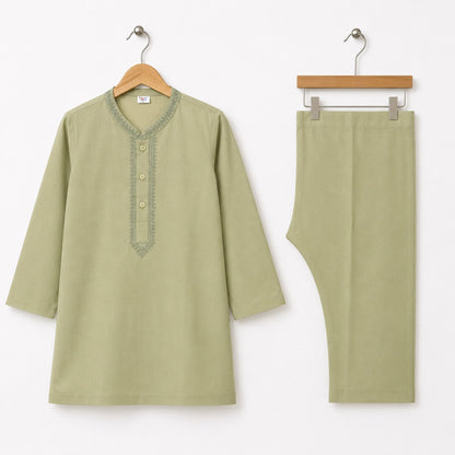 Soft Cotton Embroidered Kurta Shalwar - Pistachio - TBS