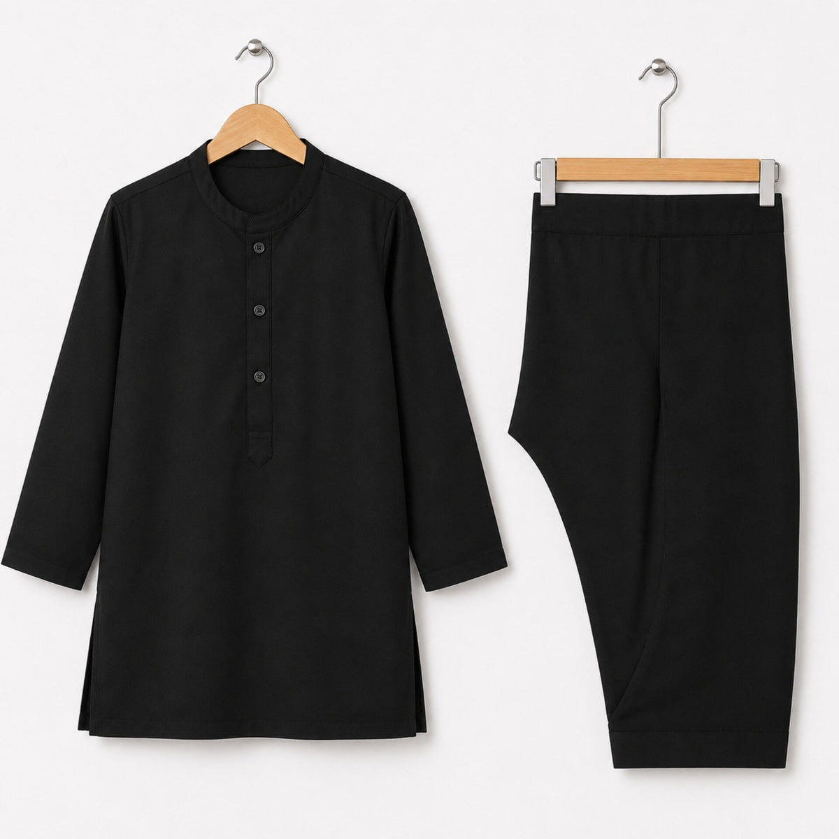 Soft Cotton Kurta Shalwar - Black - LUJ - OLINI