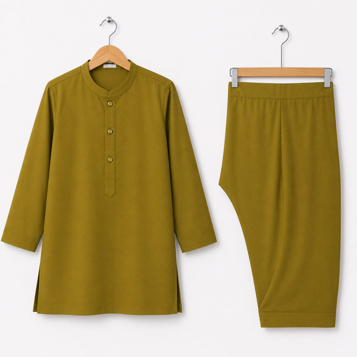 Soft Cotton Kurta Shalwar - Olive - LUJ - OLINI