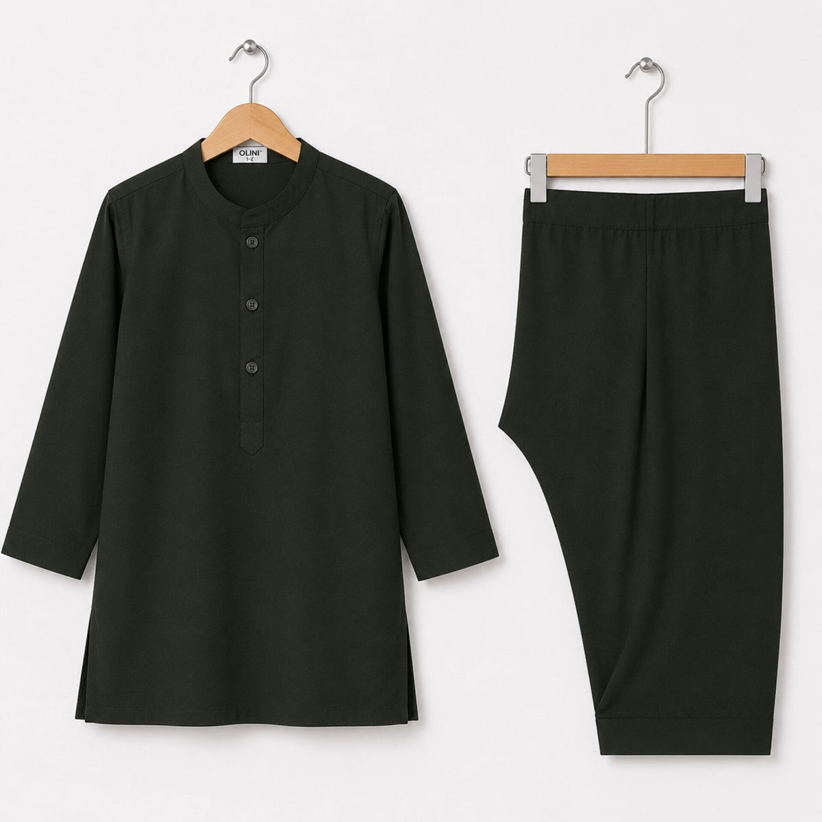 Soft Cotton Kurta Shalwar - Dark Green - LUJ - OLINI