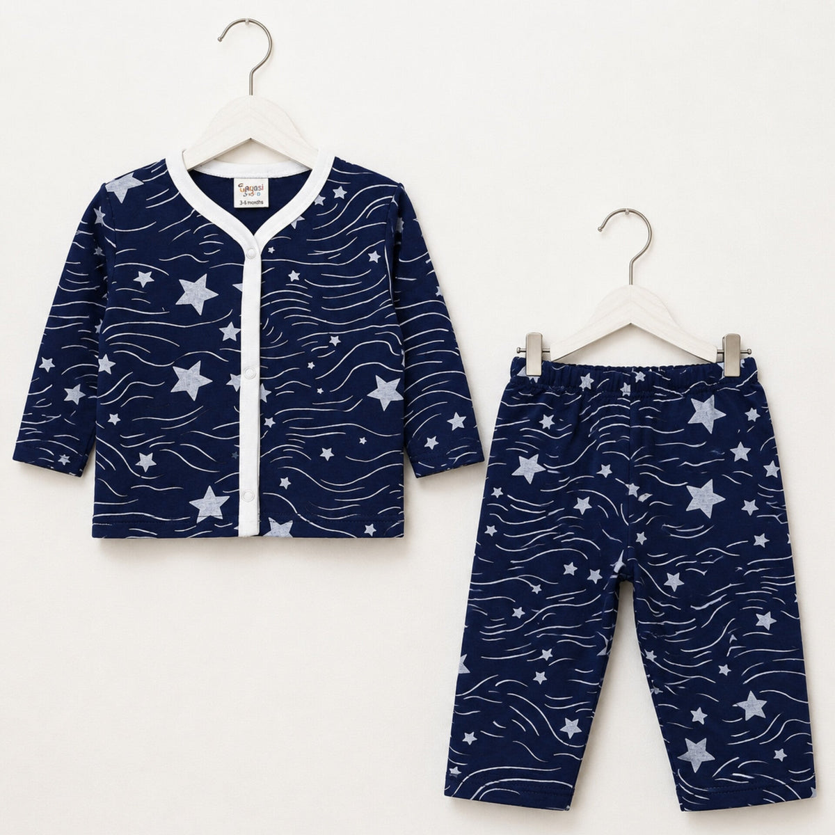 Cotton Jersey Night Suit - Navy - Star Thread - 26 - TBS