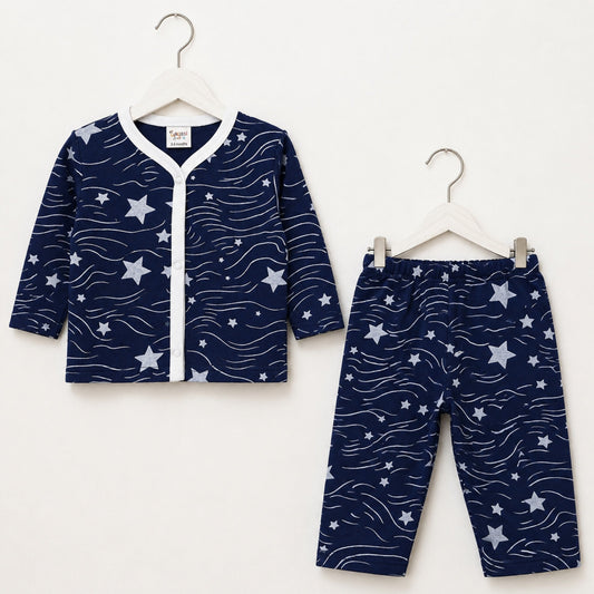 Cotton Jersey Night Suit - Navy - Star Thread - 26 - TBS