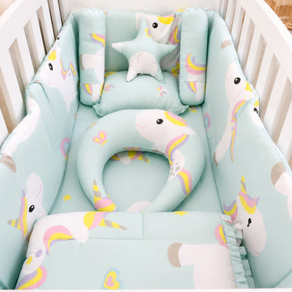 8 Pieces Cot Bedding Set - Sea Green - Unicorn
