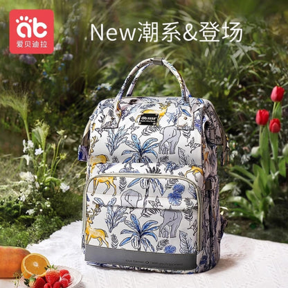 Waterproof Diaper Backpack - Blue - Trees & Deer