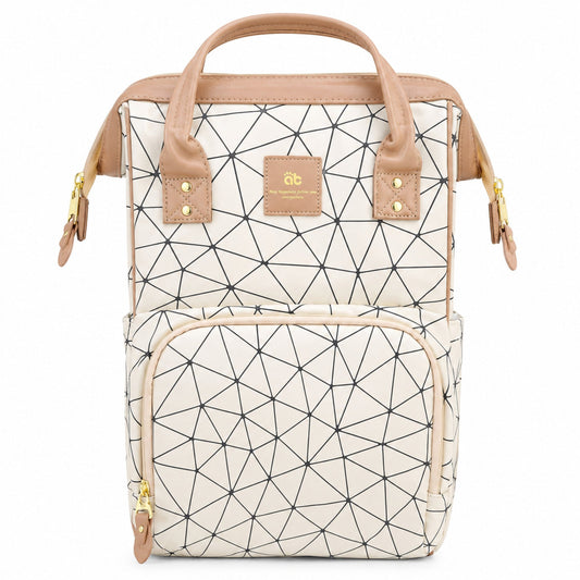 Synthetic Leather Waterproof Diaper Backpack - Champagne