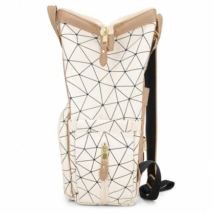 Synthetic Leather Waterproof Diaper Backpack - Champagne