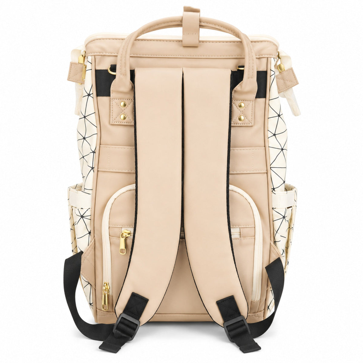 Synthetic Leather Waterproof Diaper Backpack - Champagne