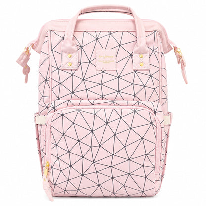 Synthetic Leather Waterproof Diaper Backpack - Pink