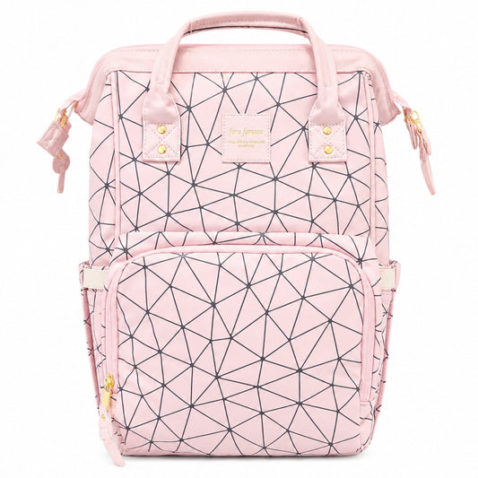 Synthetic Leather Waterproof Diaper Backpack - Pink