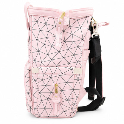 Synthetic Leather Waterproof Diaper Backpack - Pink