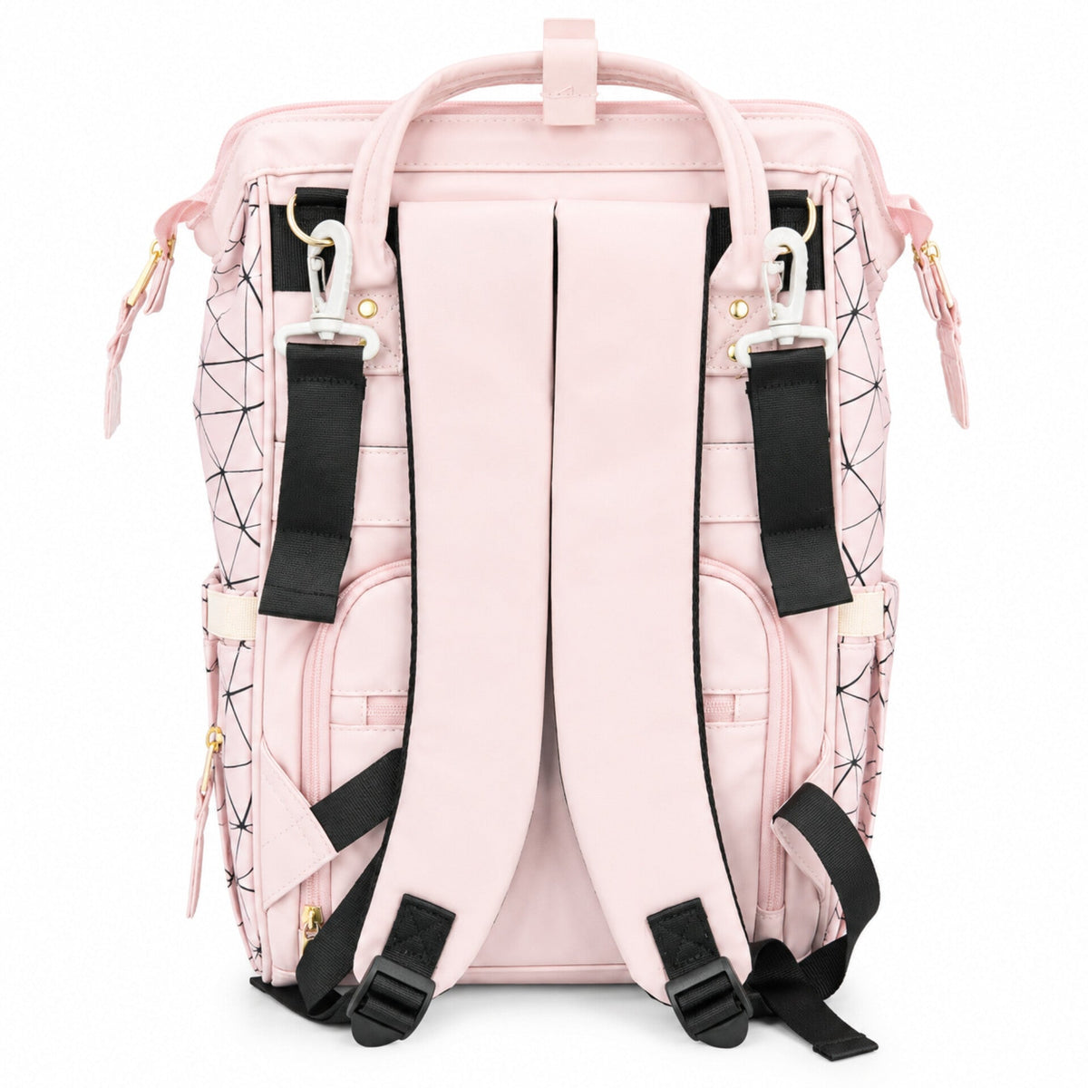 Synthetic Leather Waterproof Diaper Backpack - Pink